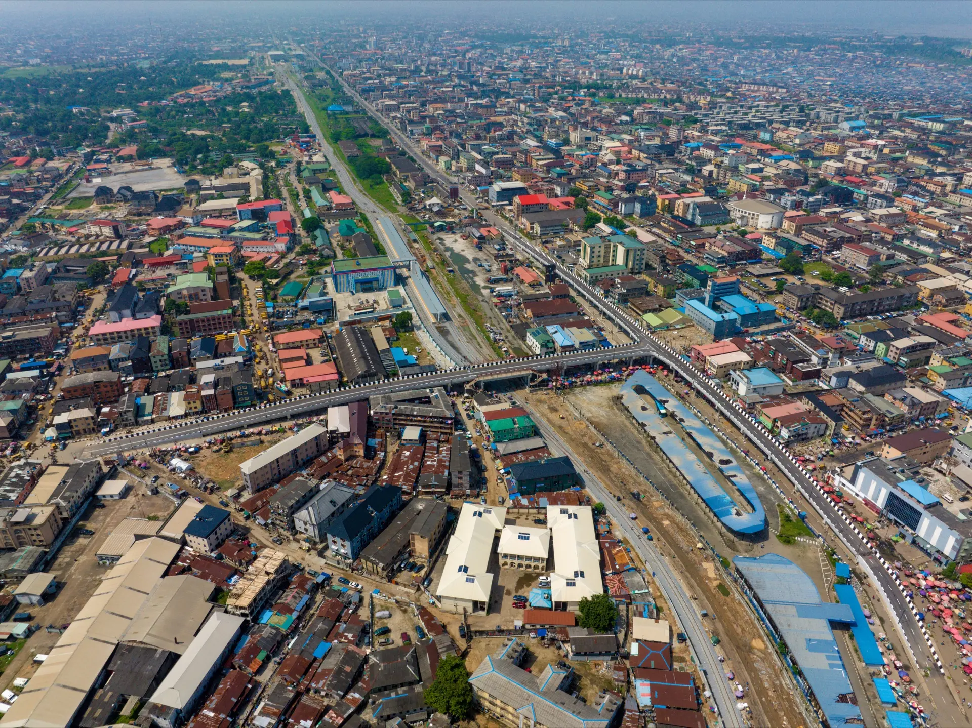 Aerial view of the Lagos rail corridor